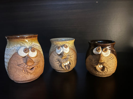 Small Pottery Decor Mugs Set of 3