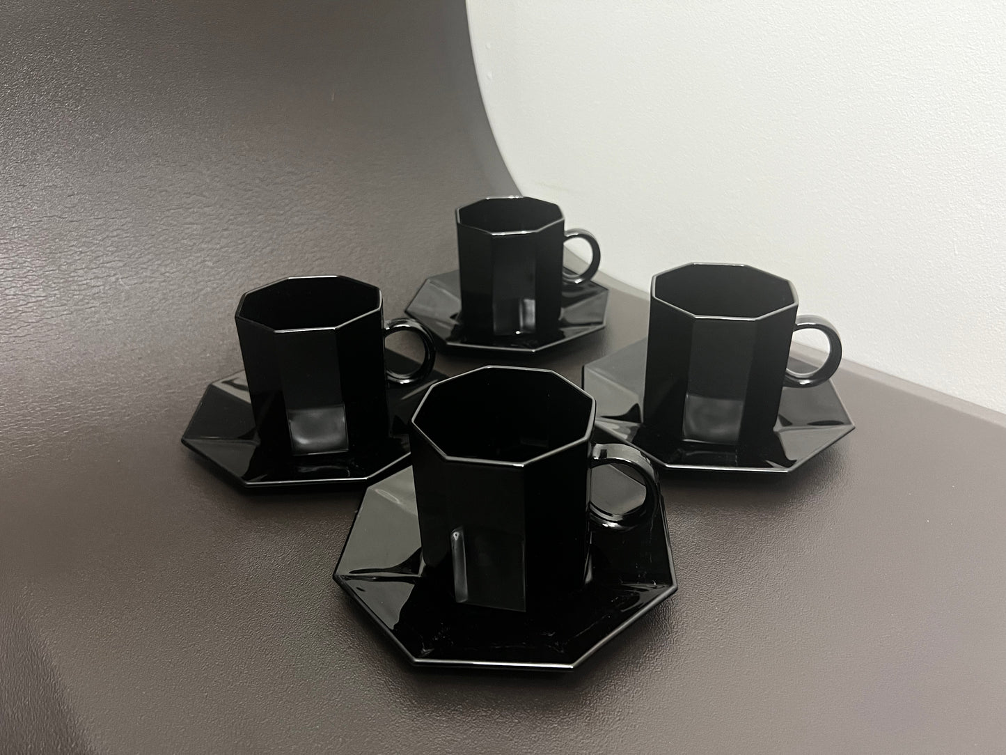 Octime Black Cup & Saucer - Set of 4