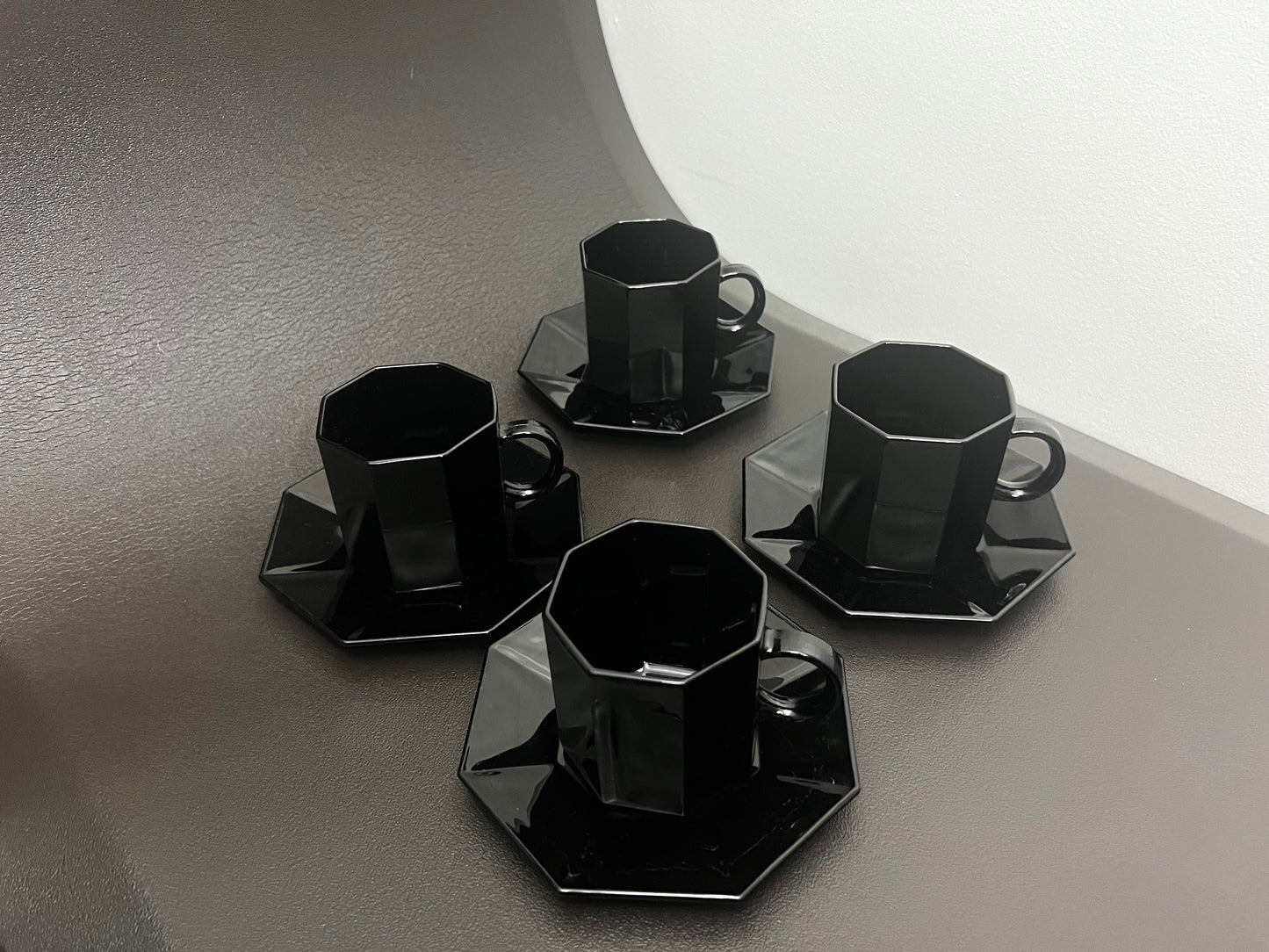 Octime Black Cup & Saucer - Set of 4