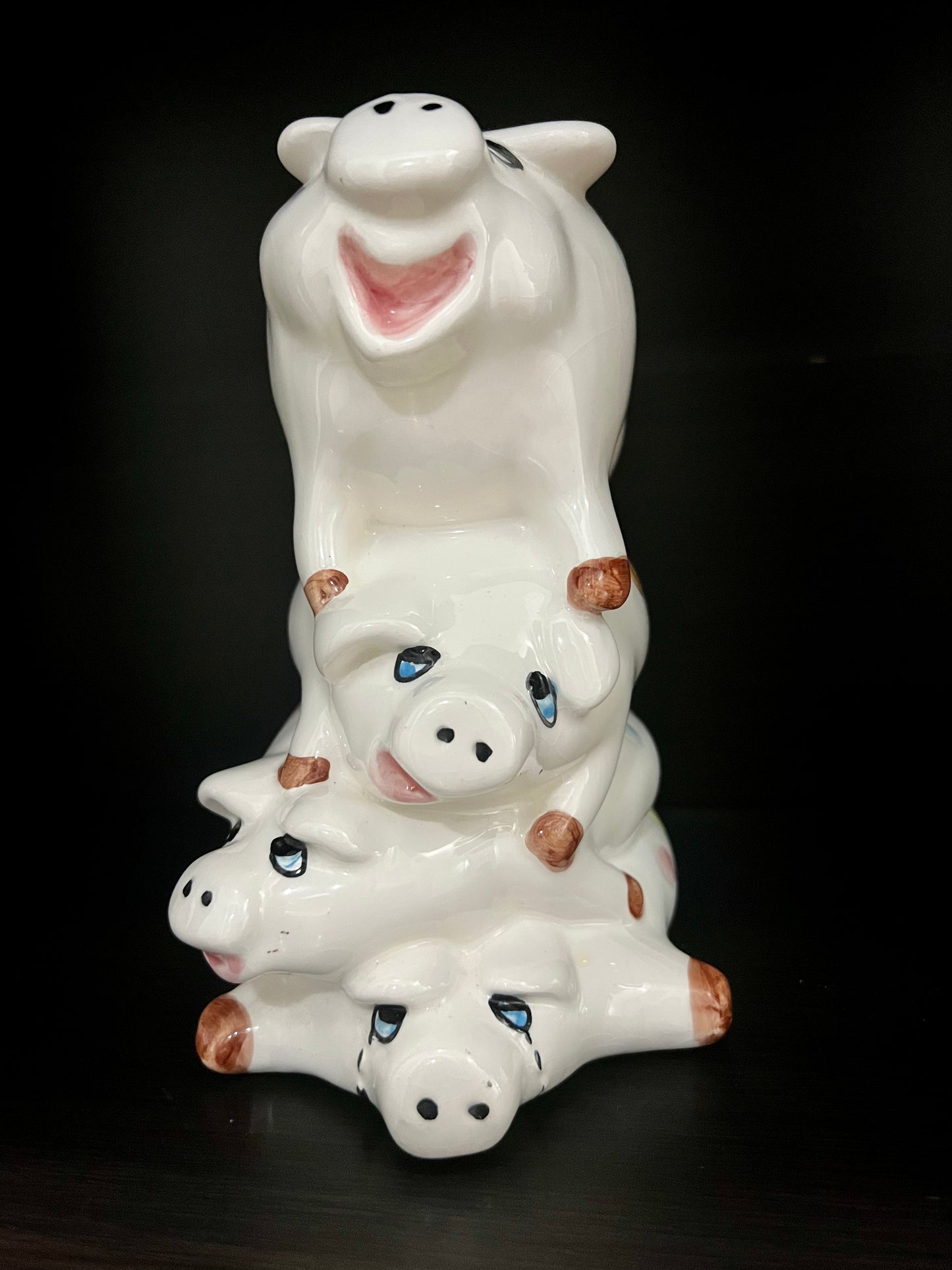 4-Pig Pyramid Ceramic Piggy Bank