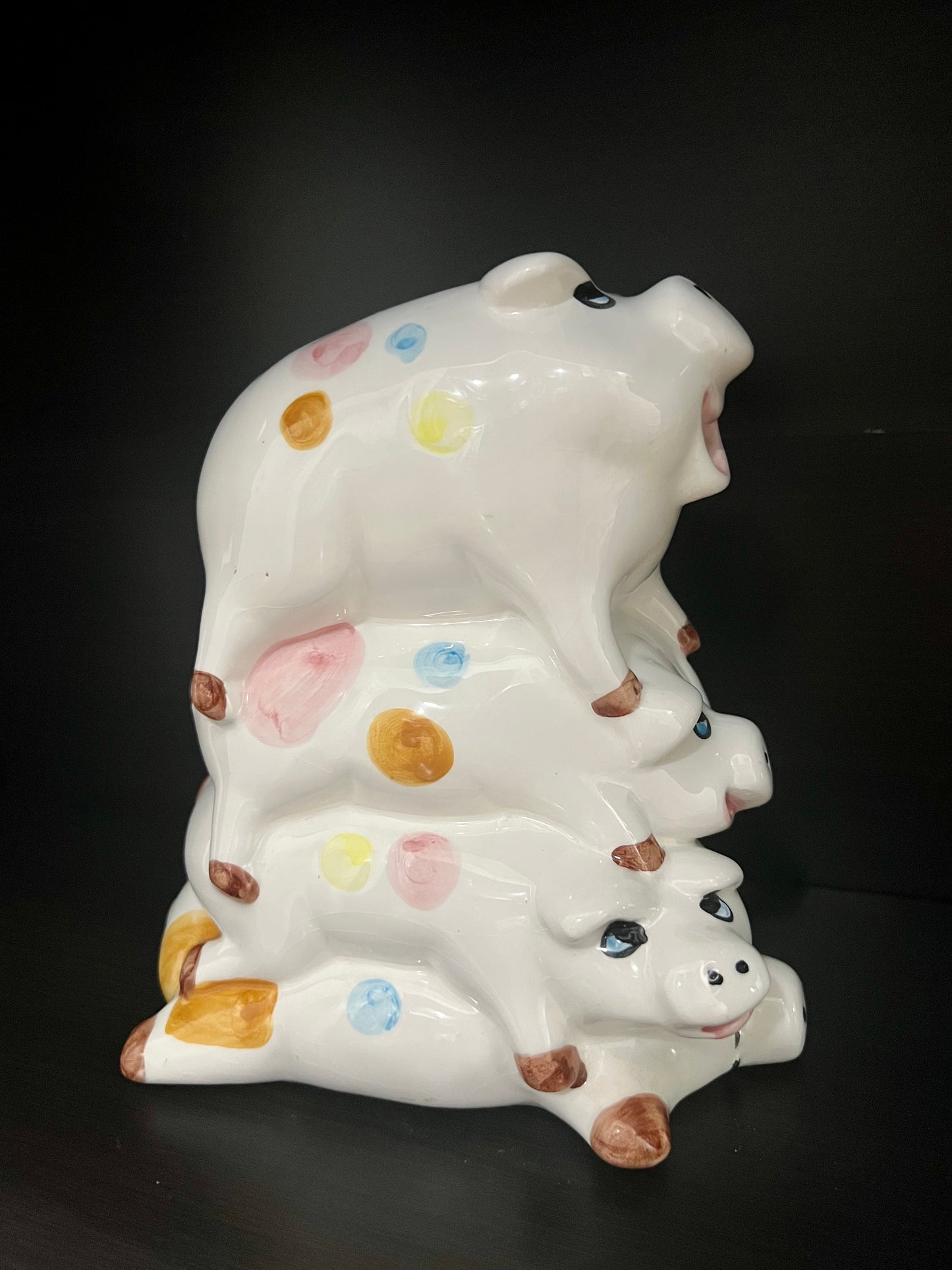 4-Pig Pyramid Ceramic Piggy Bank