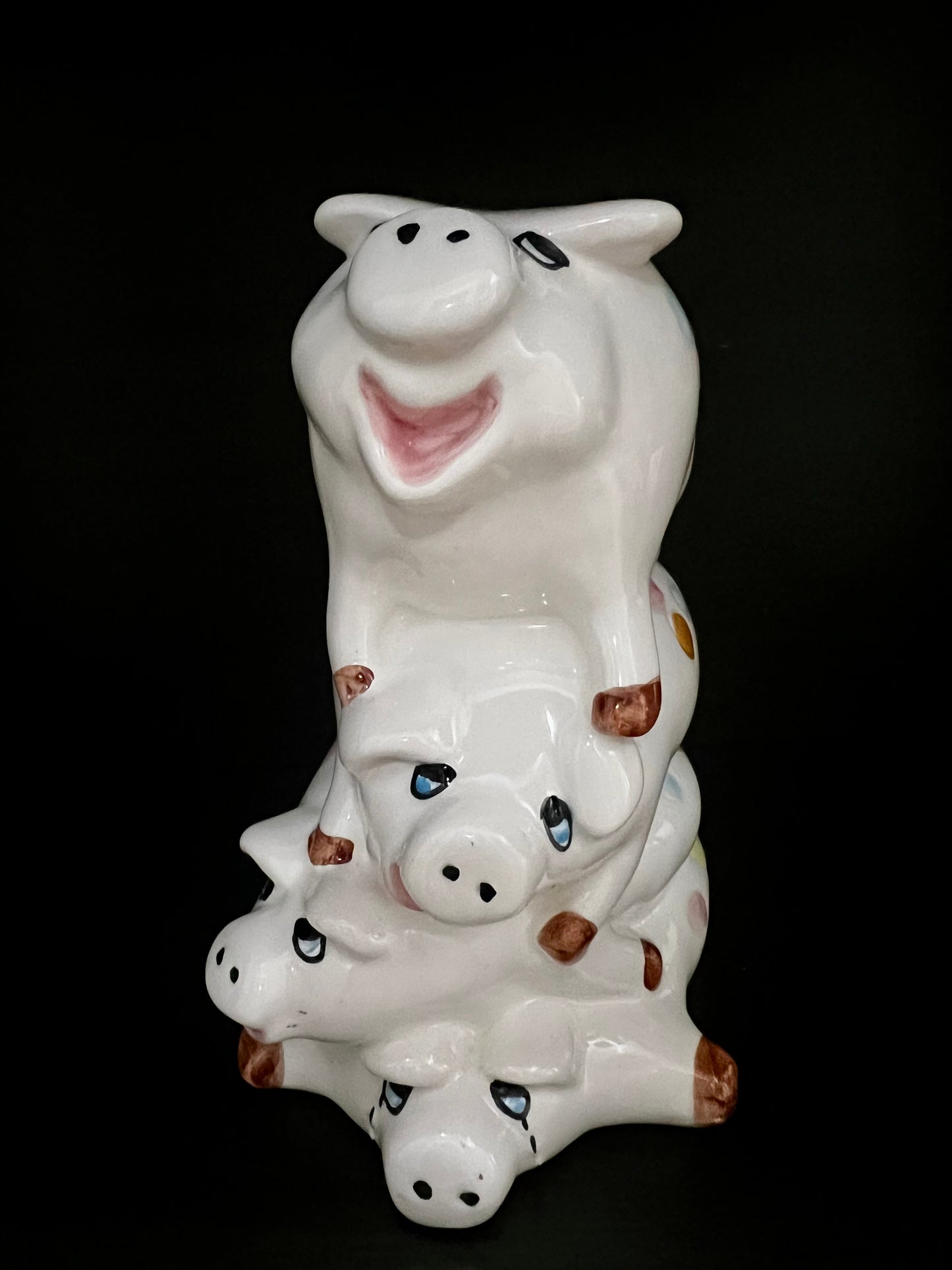 4-Pig Pyramid Ceramic Piggy Bank