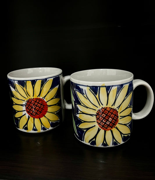 Hand Painted Sunflower Mugs Set of 2