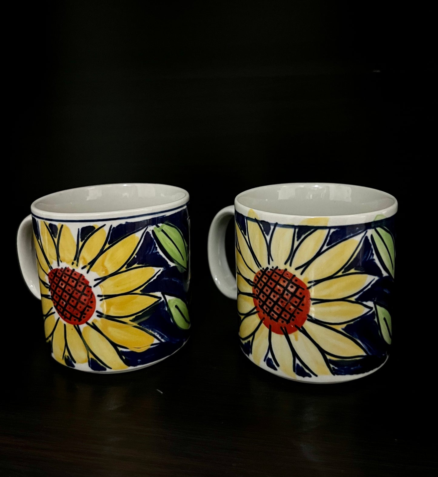 Hand Painted Sunflower Mugs Set of 2