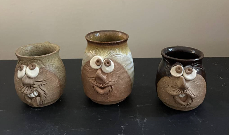 Small Pottery Decor Mugs Set of 3